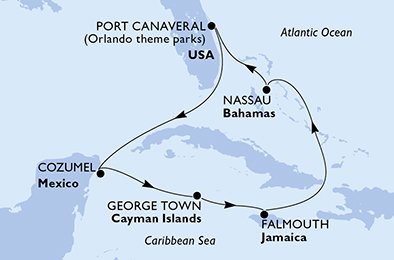 Itinéraire de votre croisière Croisière Caraïbes  Antilles  