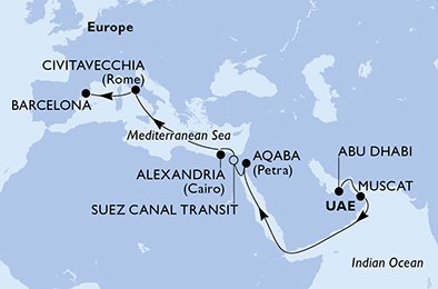 Itinéraire de votre croisière Croisière Moyen orient  