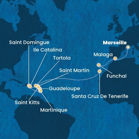 Itinéraire de votre croisière Croisière Transatlantique  