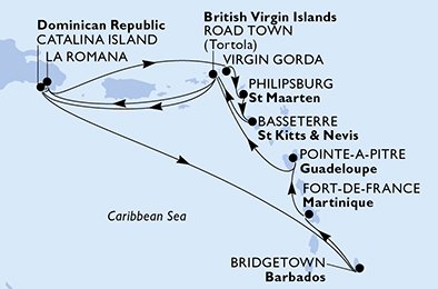 Itinéraire de votre croisière Croisière Caraïbes  Antilles  