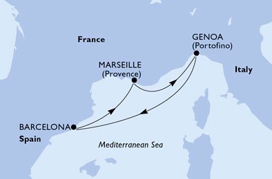 Itinéraire de votre croisière Croisière Méditerranée  