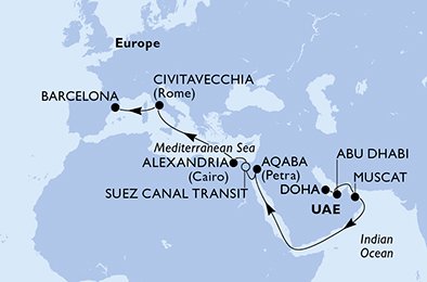 Itinéraire de votre croisière Croisière Moyen orient  