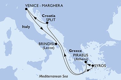 Itinéraire de votre croisière Croisière Adriatique  