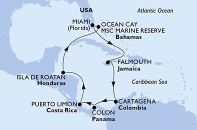 Itinéraire de votre croisière Croisière Caraïbes  Antilles  