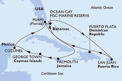 Itinéraire de votre croisière Croisière Caraïbes  Antilles  
