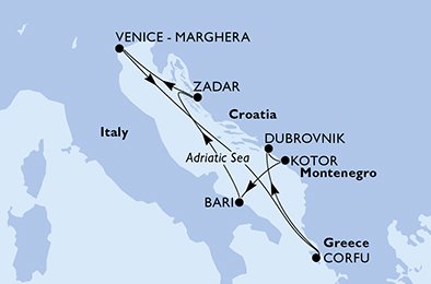 Itinéraire de votre croisière Croisière Adriatique  