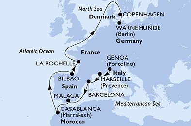 Itinéraire de votre croisière Croisière Europe du Nord  