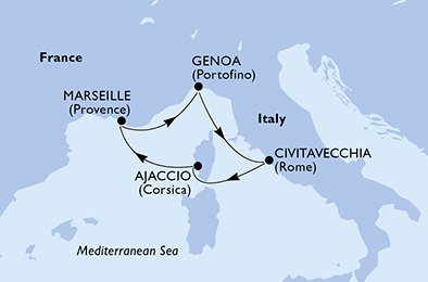 Itinéraire de votre croisière Croisière Méditerranée  