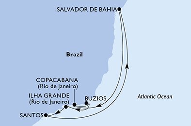 Itinéraire de votre croisière Croisière Brésil  