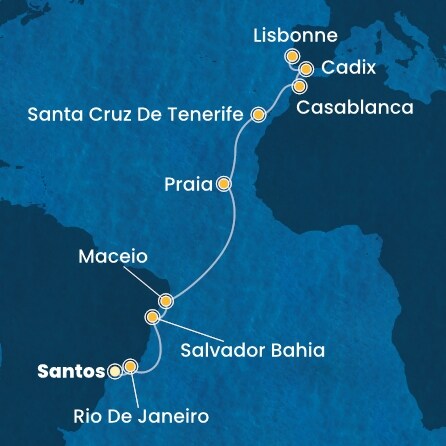 Itinéraire de votre croisière Croisière Transatlantique  