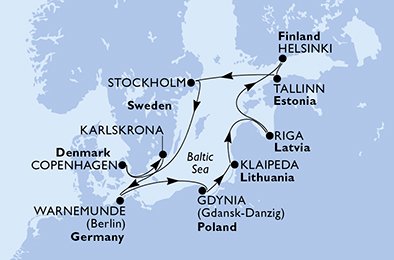 Itinéraire de votre croisière Croisière Baltique  