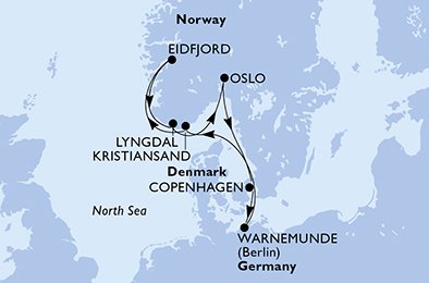 Itinéraire de votre croisière Croisière Norvège  