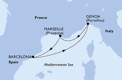 Itinéraire de votre croisière Croisière Méditerranée  