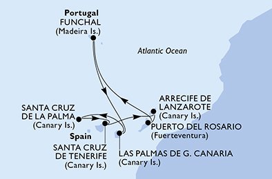Itinéraire de votre croisière Croisière Canaries  
