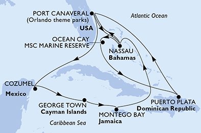 Itinéraire de votre croisière Croisière Caraïbes  Antilles  
