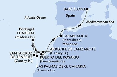 Itinéraire de votre croisière Croisière Canaries  