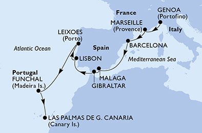 Itinéraire de votre croisière Croisière Canaries  