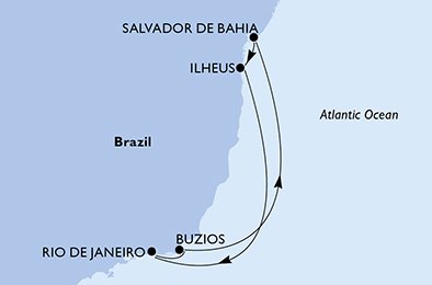 Itinéraire de votre croisière Croisière Brésil  