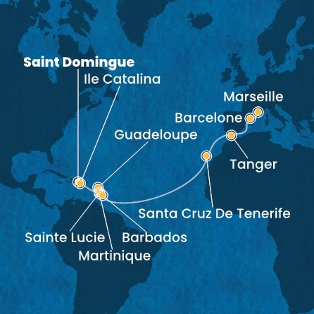 Itinéraire de votre croisière Croisière Transatlantique  