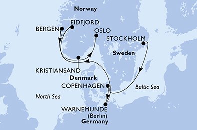 Itinéraire de votre croisière Croisière Norvège  