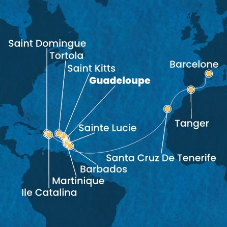 Itinéraire de votre croisière Croisière Transatlantique  